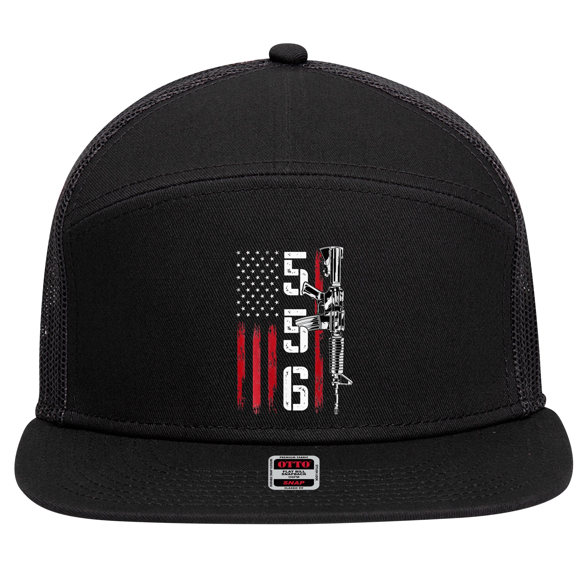 Ar15 Rifle 2nd Amendment 556 Ar15 Gifts 7 Panel Mesh Trucker Snapback Hat
