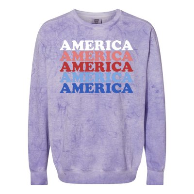 America Retro 4th Of July Colorblast Crewneck Sweatshirt