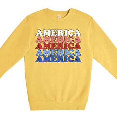 America Retro 4th Of July Premium Crewneck Sweatshirt