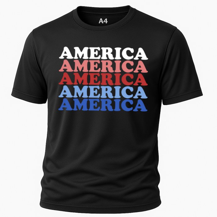 America Retro 4th Of July Cooling Performance Crew T-Shirt