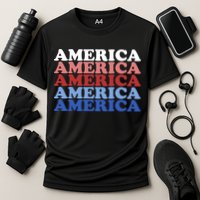 America Retro 4th Of July Cooling Performance Crew T-Shirt