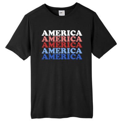 America Retro 4th Of July Tall Fusion ChromaSoft Performance T-Shirt