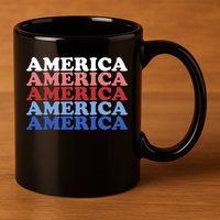 America Retro 4th Of July 11oz C Handle Ceramic Mug