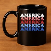 America Retro 4th Of July 11oz C Handle Ceramic Mug
