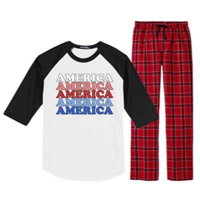 America Retro 4th Of July Raglan Sleeve Pajama Set