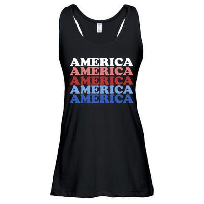 America Retro 4th Of July Ladies Essential Flowy Tank