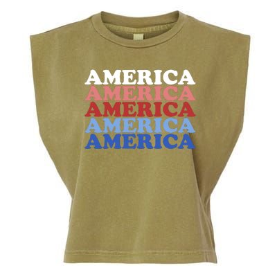 America Retro 4th Of July Garment-Dyed Women's Muscle Tee