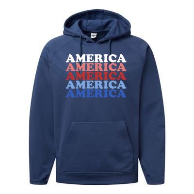 America Retro 4th Of July Performance Fleece Hoodie