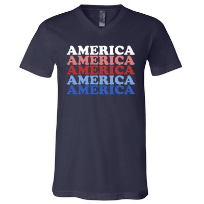 America Retro 4th Of July V-Neck T-Shirt