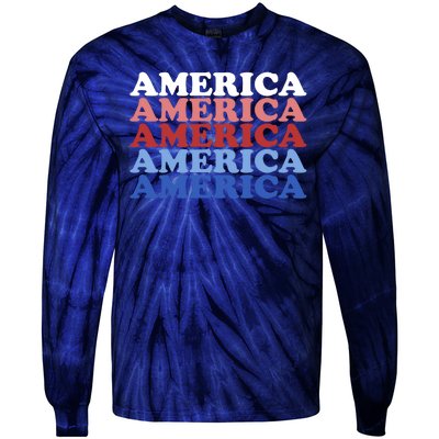 America Retro 4th Of July Tie-Dye Long Sleeve Shirt