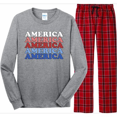 America Retro 4th Of July Long Sleeve Pajama Set