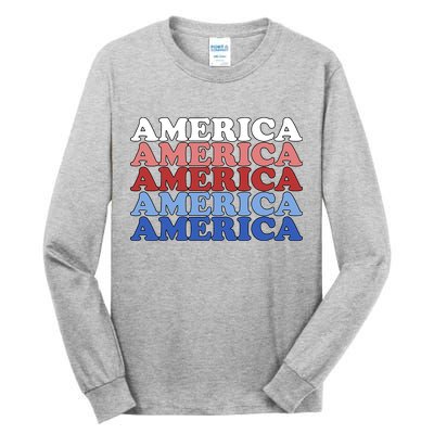 America Retro 4th Of July Tall Long Sleeve T-Shirt