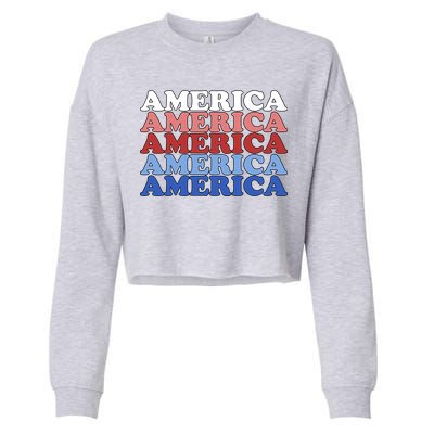 America Retro 4th Of July Cropped Pullover Crew