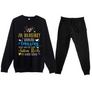 Autism Rocks ASD Support Unique Autistic Warrior Gift Premium Crewneck Sweatsuit Set