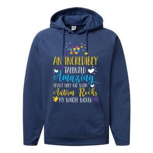 Autism Rocks ASD Support Unique Autistic Warrior Gift Performance Fleece Hoodie