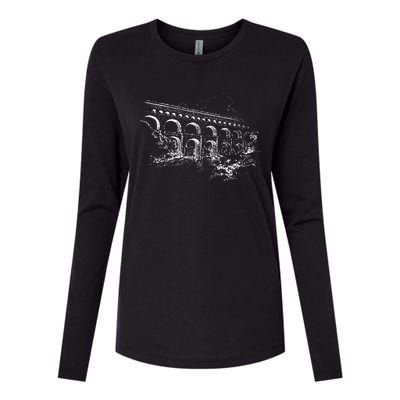 Ancient Roman Aqueduct Rome Aqueduct Of Segovia Womens Cotton Relaxed Long Sleeve T-Shirt