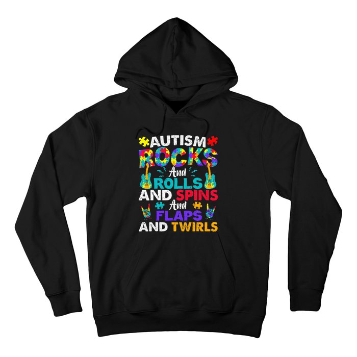 Autism Rocks And Rolls Funny Autism Awareness Month Hoodie