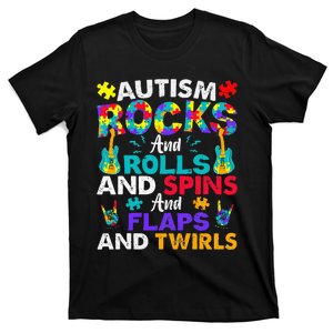 Autism Rocks And Rolls Funny Autism Awareness Month T-Shirt