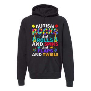 Autism Rocks And Rolls Funny Autism Awareness Month Premium Hoodie