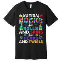 Autism Rocks And Rolls Funny Autism Awareness Month Premium T-Shirt