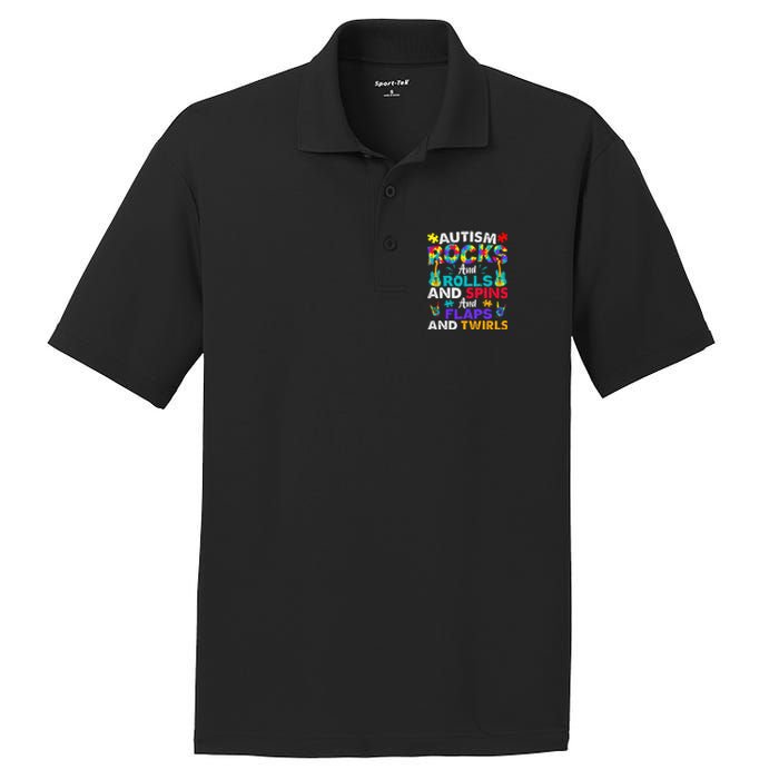 Autism Rocks And Rolls Funny Autism Awareness Month PosiCharge RacerMesh Polo