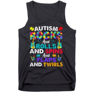 Autism Rocks And Rolls Funny Autism Awareness Month Tank Top