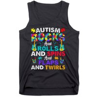 Autism Rocks And Rolls Funny Autism Awareness Month Tank Top