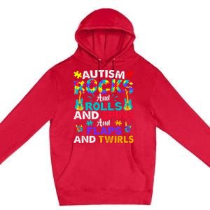 Autism Rocks And Rolls Funny Autism Awareness Month Premium Pullover Hoodie