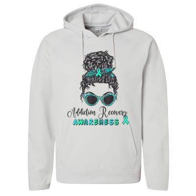 Addiction Recovery Awareness Month Sobriety Support Performance Fleece Hoodie