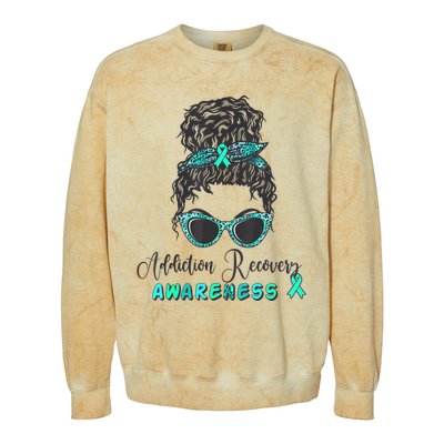 Addiction Recovery Awareness Month Sobriety Support Colorblast Crewneck Sweatshirt