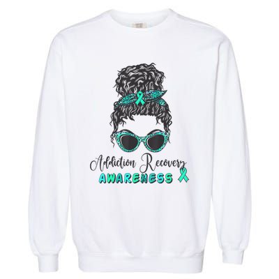 Addiction Recovery Awareness Month Sobriety Support Garment-Dyed Sweatshirt