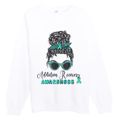 Addiction Recovery Awareness Month Sobriety Support Premium Crewneck Sweatshirt