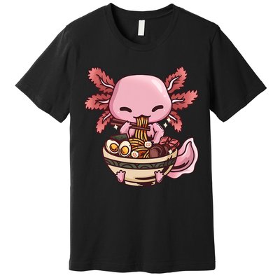 Axolotl Ramen Anime Kawaii Eating Teens Premium T-Shirt
