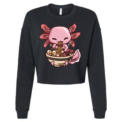 Axolotl Ramen Anime Kawaii Eating Teens Cropped Pullover Crew