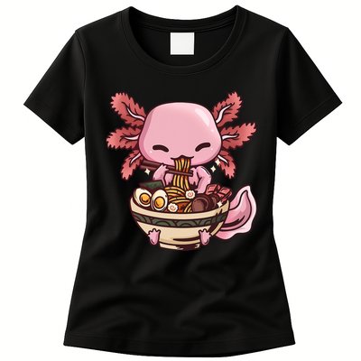 Axolotl Ramen Anime Kawaii Eating Teens Womens T-Shirt