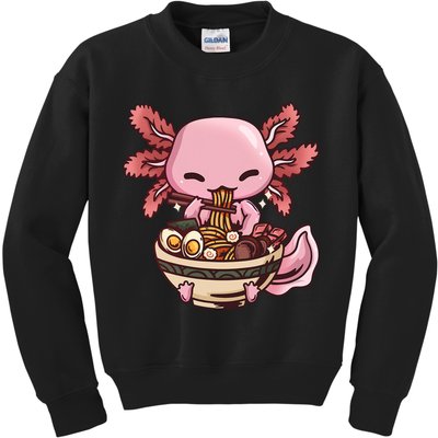 Axolotl Ramen Anime Kawaii Eating Teens Kids Sweatshirt