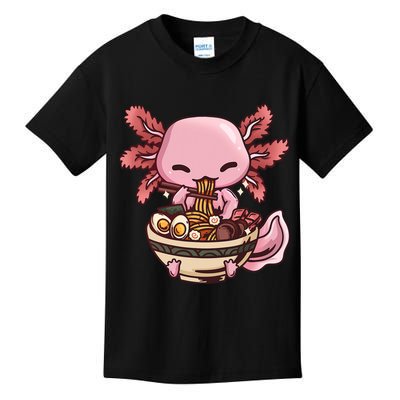 Axolotl Ramen Anime Kawaii Eating Teens Kids T-Shirt