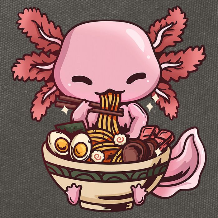 Axolotl Ramen Anime Kawaii Eating Teens Cotton Canvas Backpack