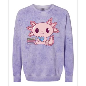 Axolotl Reading Colorblast Crewneck Sweatshirt