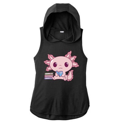 Axolotl Reading Ladies PosiCharge Tri-Blend Wicking Draft Hoodie Tank