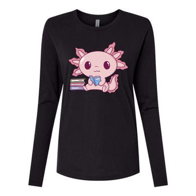 Axolotl Reading Womens Cotton Relaxed Long Sleeve T-Shirt