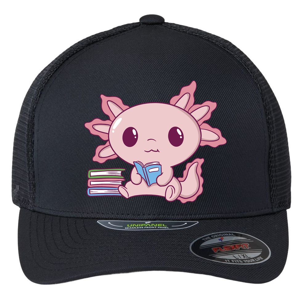 Axolotl Reading Flexfit Unipanel Trucker Cap