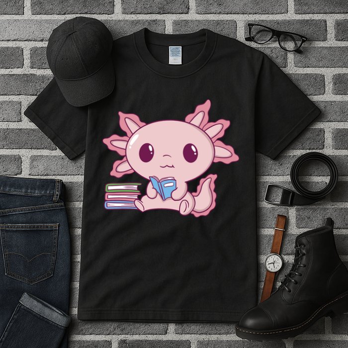 Axolotl Reading Tall T-Shirt