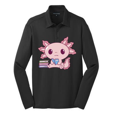 Axolotl Reading Silk Touch Performance Long Sleeve Polo