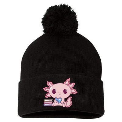Axolotl Reading Pom Pom 12in Knit Beanie