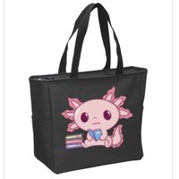 Axolotl Reading Zip Tote Bag