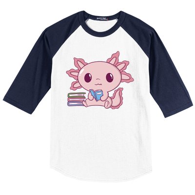 Axolotl Reading Baseball Sleeve Shirt