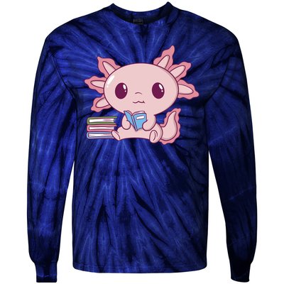 Axolotl Reading Tie-Dye Long Sleeve Shirt