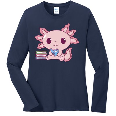 Axolotl Reading Ladies Long Sleeve Shirt