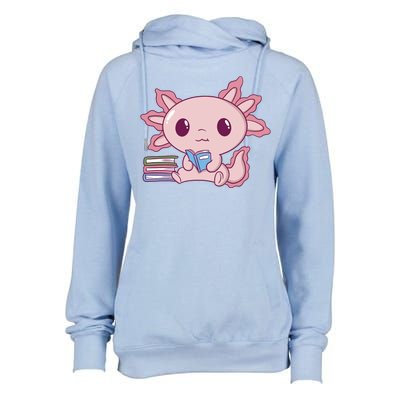 Axolotl Reading Womens Funnel Neck Pullover Hood